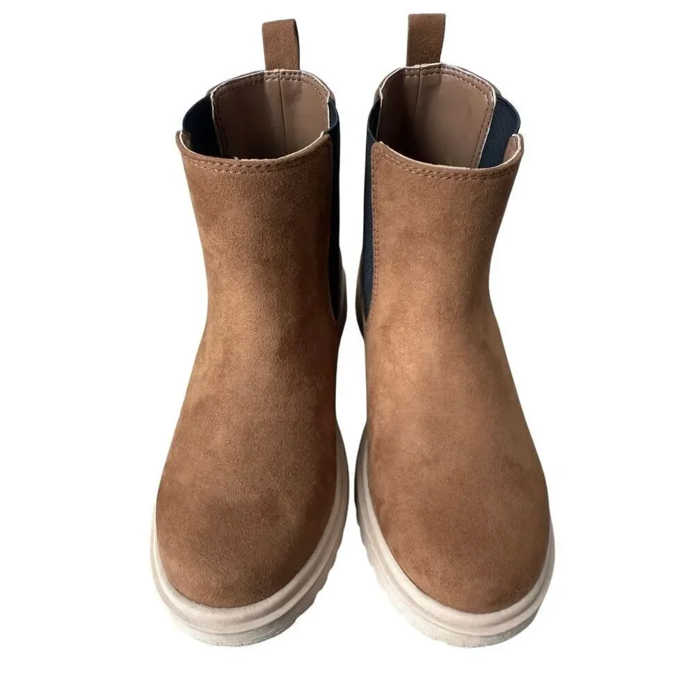 J.Crew Crewcuts Girls' lug-sole boots in brown suede size 13